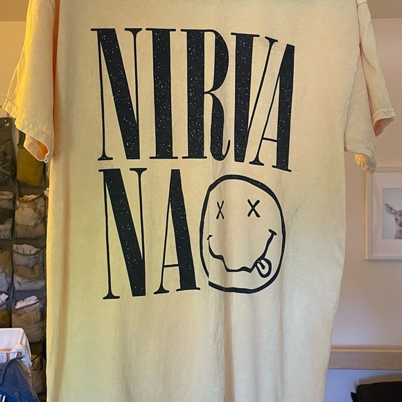Yellow Nirvana Smiley Face T-Shirt (free people brand?) - Picture 1 of 3